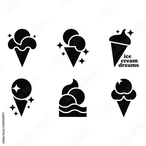 Indulge in whimsical summer vibes with adorable ice cream icons and sparkling sprinkles in a retro