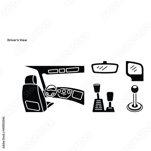 Inside View A driver s perspective showcasing the essential elements of a vehicle s interior in a