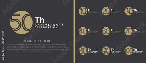 logo anniversary set. brown and white color with circle on black background for special event