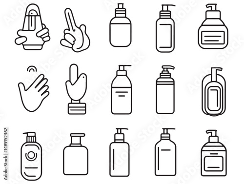 Minimalist hand sanitizer bottle line art vector design