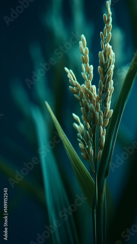 Close-up picture of green wheat ears