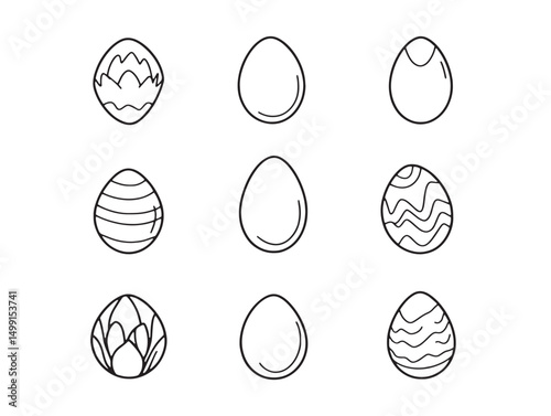 Minimalist Hard Boiled Egg Outline Drawing Vector Graphic