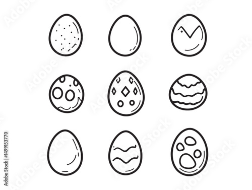 Clean Line Art Hard Boiled Egg Vector Style Artwork