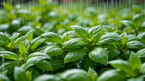 Wallpaper Mural Fresh green basil leaves growing in garden with natural daylight showing healthy organic herbs used in cooking and gardening, promoting sustainable lifestyle and eco health. Torontodigital.ca