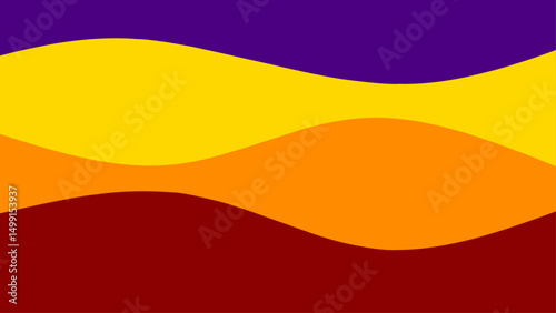 Layered wave background in purple, yellow, orange, and maroon