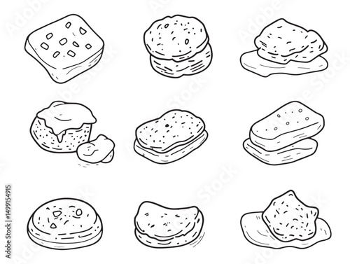 crispy hash browns outline drawing minimalist vector art