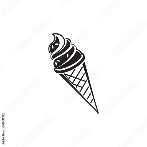 Ice Cream Silhouette Icon – Cool Minimalist Dessert Vector
