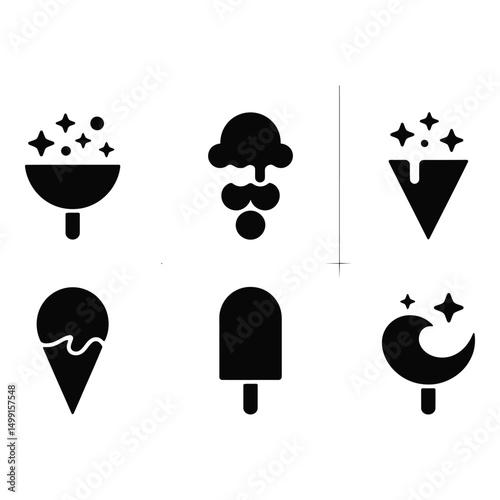 Whimsical ice cream icons conjure sweet summer night dreams of treats and happiness with a clean