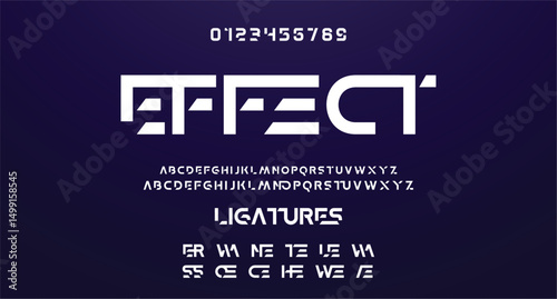 Design Modern abstract digital alphabet font. Minimal technology typography, Creative urban sport fashion futuristic font and with numbers. vector illustration.
