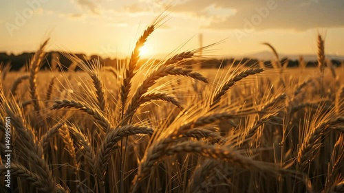 Wallpaper Mural Golden wheat field waving gently under sunlight at harvest time in rural countryside landscape showing natural farming, agricultural growth and peaceful farmland beauty. Torontodigital.ca
