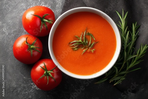 Bowl of vibrant tomato soup...