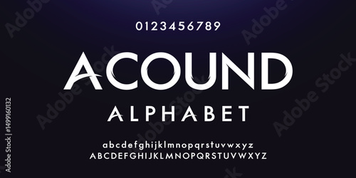 Design Modern abstract digital alphabet font. Minimal technology typography, Creative urban sport fashion futuristic font and with numbers. vector illustration.