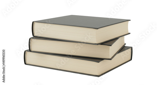 Isolated Stack of Grey Books for Reading