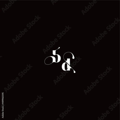 wedding typography initial monogram style and elegant concept BD organic hairline logo letter