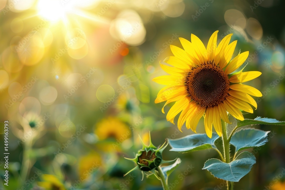 Naklejka premium sunflower field in summer