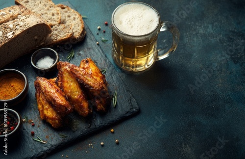 Grilled chicken wings, brea...