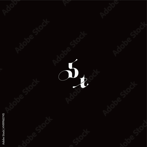 wedding typography initial monogram style and elegant concept BT organic hairline logo letter