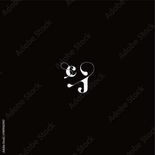 wedding typography initial monogram style and elegant concept CJ organic hairline logo letter