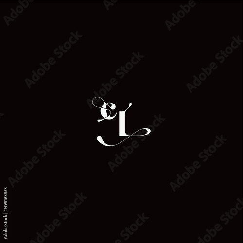 wedding typography initial monogram style and elegant concept CL organic hairline logo letter