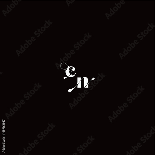 wedding typography initial monogram style and elegant concept CN organic hairline logo letter