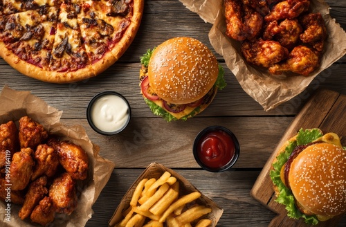 Variety of fast food items ...