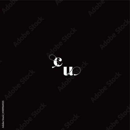 wedding typography initial monogram style and elegant concept CU organic hairline logo letter