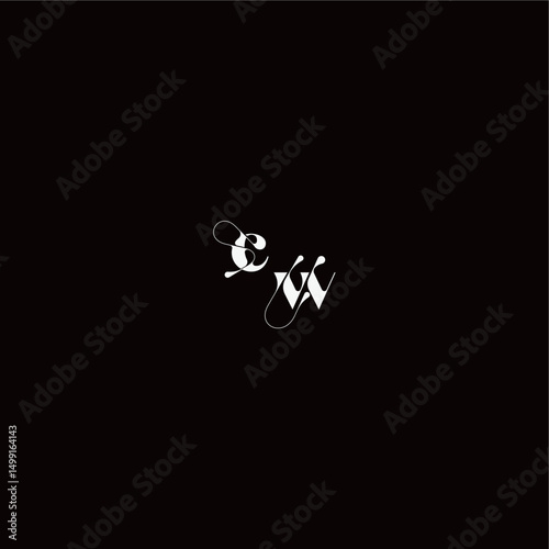 wedding typography initial monogram style and elegant concept CW organic hairline logo letter
