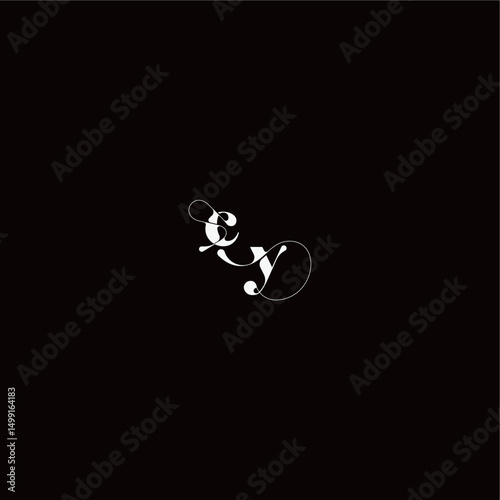 wedding typography initial monogram style and elegant concept CY organic hairline logo letter