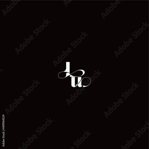 wedding typography initial monogram style and elegant concept LU organic hairline logo letter