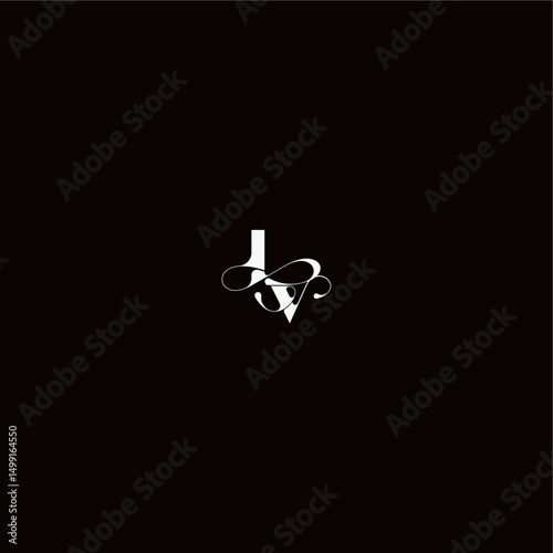 wedding typography initial monogram style and elegant concept LV organic hairline logo letter