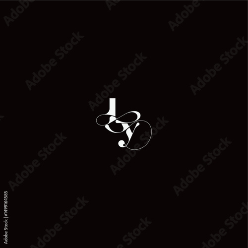 wedding typography initial monogram style and elegant concept LY organic hairline logo letter