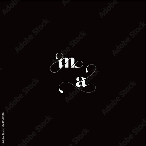 wedding typography initial monogram style and elegant concept MA organic hairline logo letter