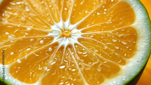 Wallpaper Mural Extreme macro of fresh orange slice showing juicy pulp and water droplets, representing freshness, vitamin-rich fruit and natural organic health concept. Torontodigital.ca