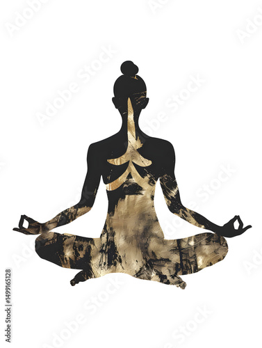Artistic silhouette of a meditating figure, perfect for yoga, mindfulness, and wellness themes.