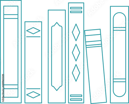 Bookshelf spines in clean linear style
