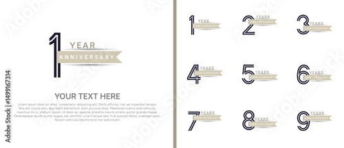 logo anniversary set. black color with brown ribbon on white background for special event
