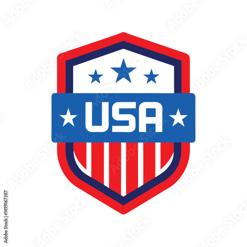 Free Download 13. Patriotic Shield Badge with USA Flag Colors - GFXLoad