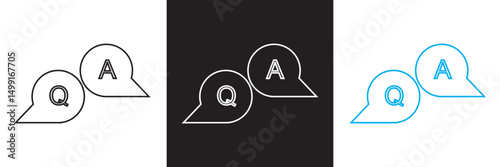 Questions and answers icon with speech bubble and q and a letters.  Vector for websites, mobile interfaces, presentations, banner, visual branding etc. Vector illustration. EPS 10