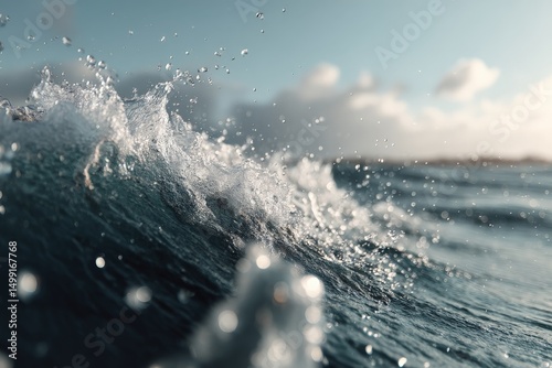 Wallpaper Mural Waves crashing against the shore during sunset creating a mesmerizing display of water droplets Torontodigital.ca