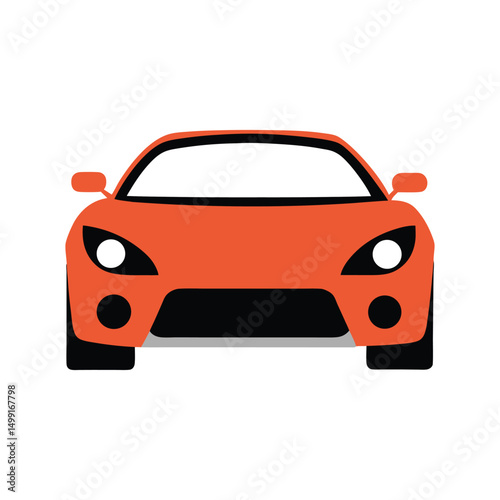 22. Sport Car Front View Icon in Flat Automotive Design