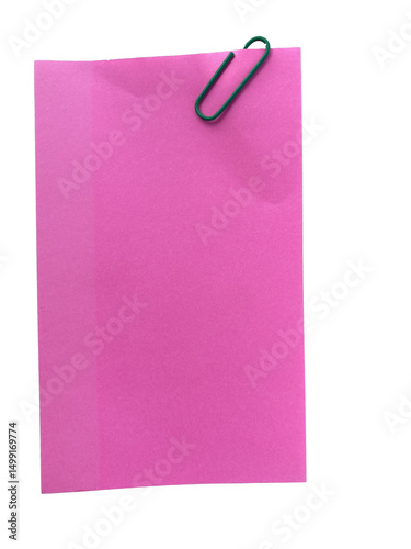 Pink note paper with clip transparent png