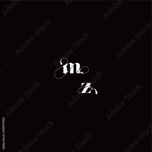 wedding typography initial monogram style and elegant concept MZ organic hairline logo letter