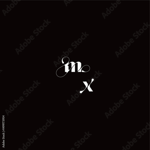 wedding typography initial monogram style and elegant concept MX organic hairline logo letter