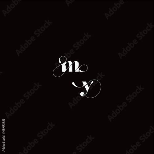 wedding typography initial monogram style and elegant concept MY organic hairline logo letter