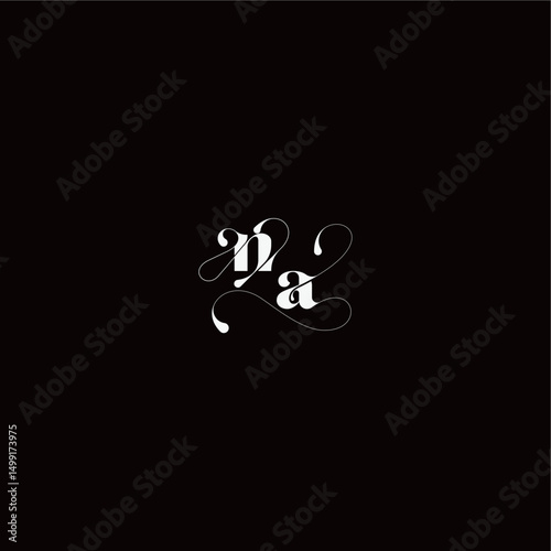 wedding typography initial monogram style and elegant concept NA organic hairline logo letter