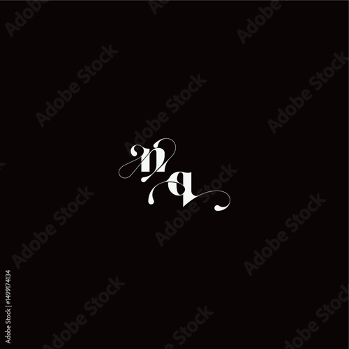 wedding typography initial monogram style and elegant concept NQ organic hairline logo letter