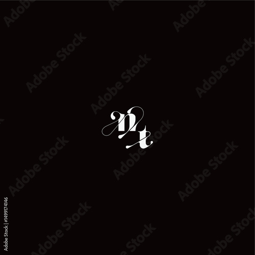 wedding typography initial monogram style and elegant concept NT organic hairline logo letter