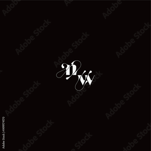 wedding typography initial monogram style and elegant concept NW organic hairline logo letter