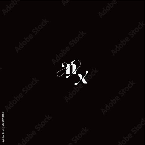 wedding typography initial monogram style and elegant concept NX organic hairline logo letter