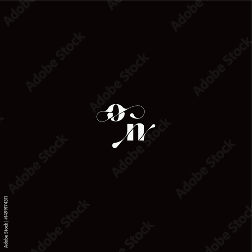 wedding typography initial monogram style and elegant concept ON organic hairline logo letter